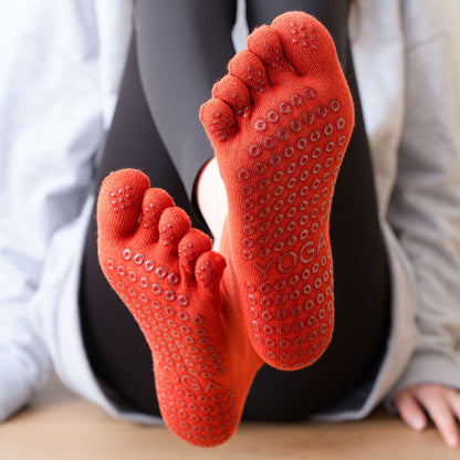 Pięciopalcowe Skarpety Antypoślizgowe do Jogi i Pilatesu – Bawełna Premium (Rozmiar 35-42)