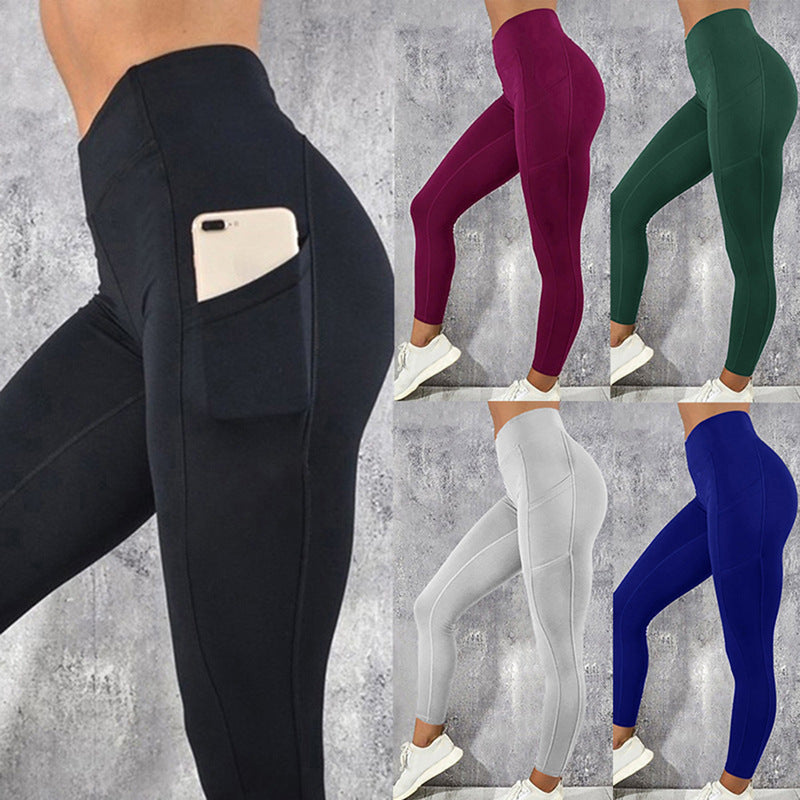 Damskie Leginsy Sportowe High-Waist z Kieszenią na Telefon – Push-Up Slim Fit