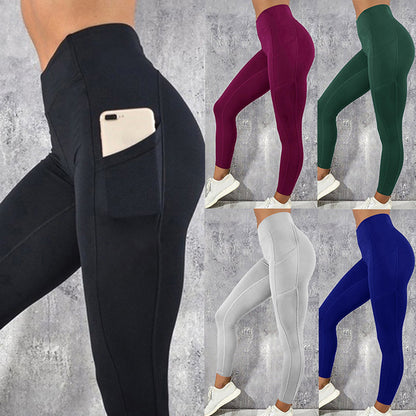 Damskie Leginsy Sportowe High-Waist z Kieszenią na Telefon – Push-Up Slim Fit