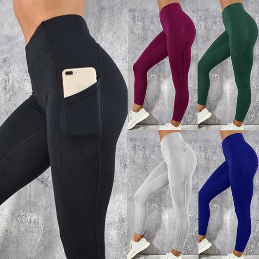 Damskie Leginsy Sportowe High-Waist z Kieszenią na Telefon – Push-Up Slim Fit