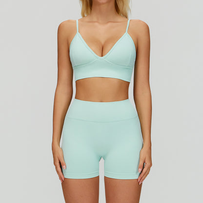 Bezszwowy Zestaw Treningowy 3-Częściowy (Biustonosz, Leginsy/Szorty, Rozpinana Bluza)