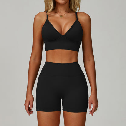 Bezszwowy Zestaw Treningowy 3-Częściowy (Biustonosz, Leginsy/Szorty, Rozpinana Bluza)