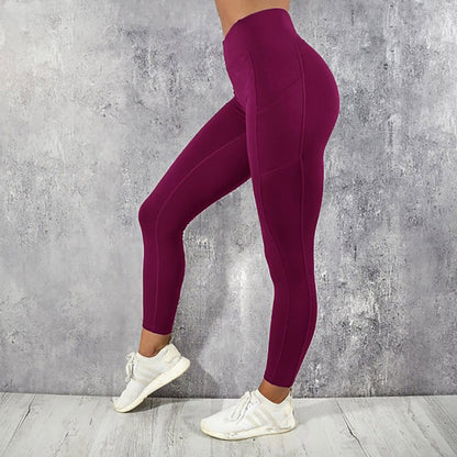 Damskie Leginsy Sportowe High-Waist z Kieszenią na Telefon – Push-Up Slim Fit